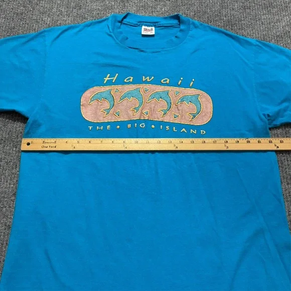 Hawaii The Big Island Dolphin T-Shirt Mens Size XL Blue Pre Shrunk Short Sleeve - Picture 5 of 8